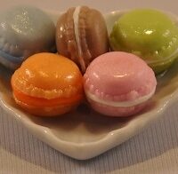 Macaroons on heart plate
