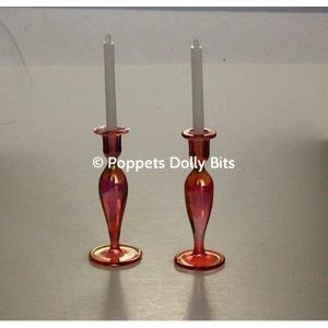 2. Glass cranberry candlesticks
